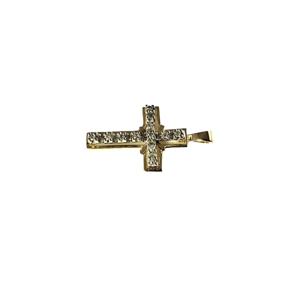 Vintage 14 Karat Yellow Gold Diamond Cross Pendant #13560 - Picture 2 of 7